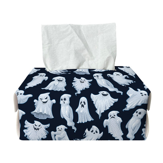 White Ghost Pattern Print Rectangle Tissue Box Cover