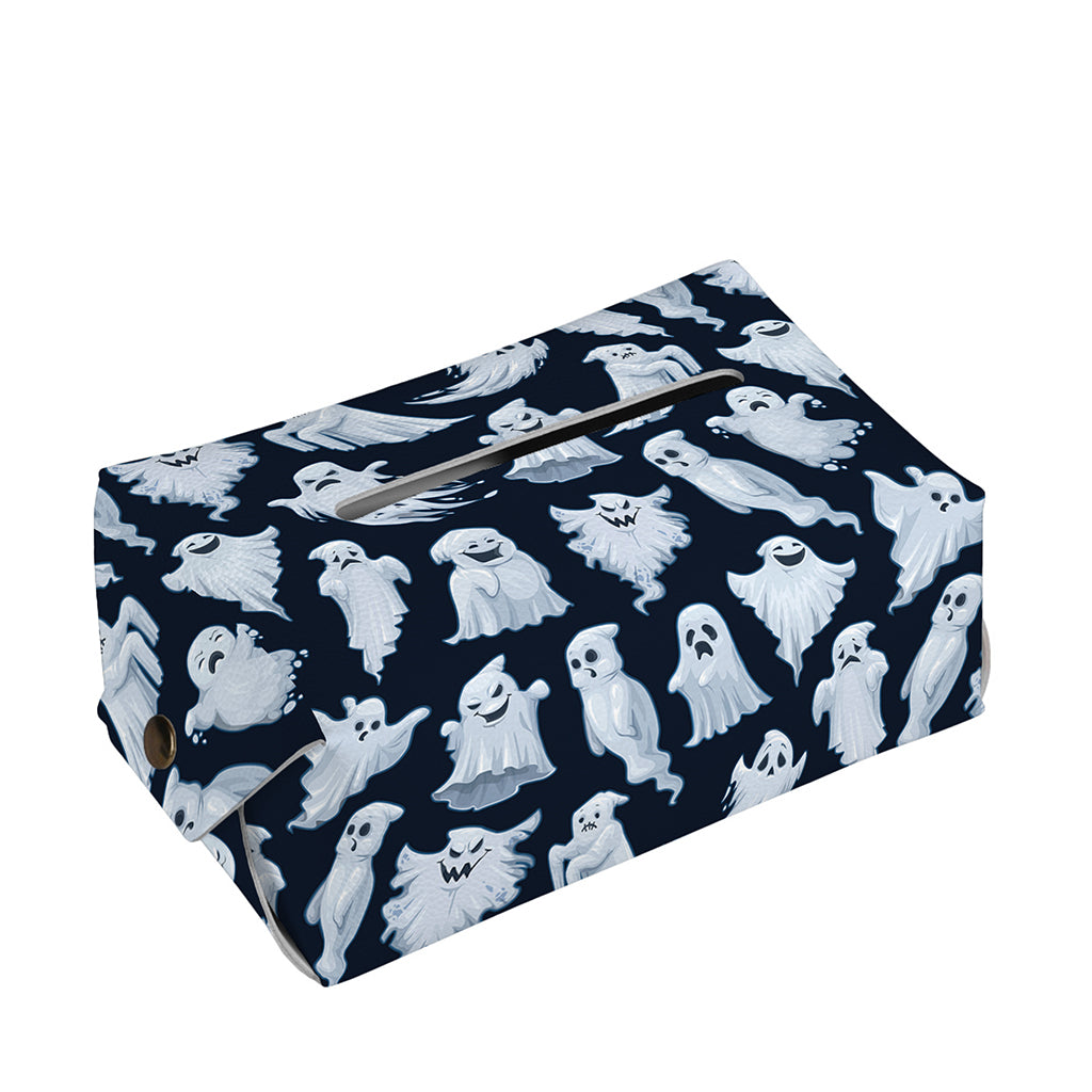 White Ghost Pattern Print Rectangle Tissue Box Cover