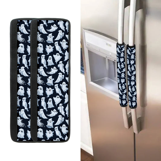 White Ghost Pattern Print Refrigerator Handle Covers