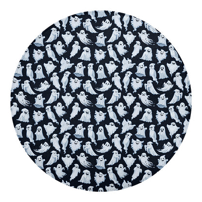 White Ghost Pattern Print Round Blanket