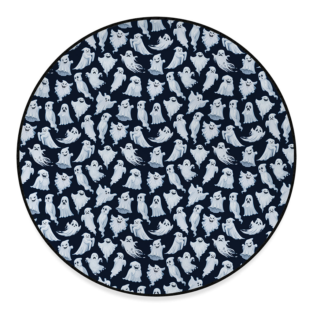 White Ghost Pattern Print Round Floor Mat