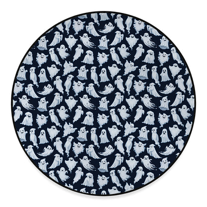 White Ghost Pattern Print Round Floor Mat