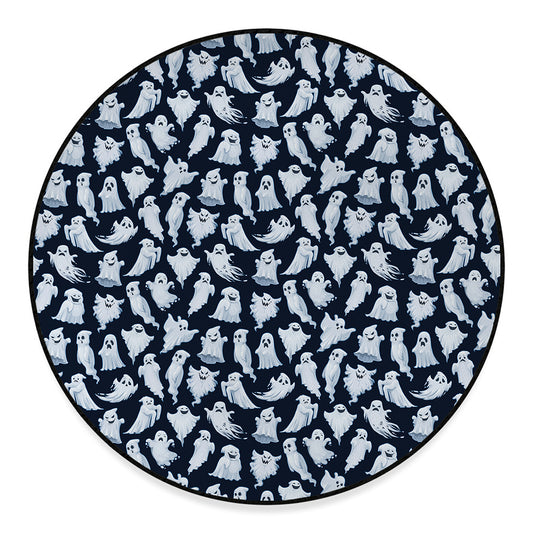 White Ghost Pattern Print Round Floor Mat