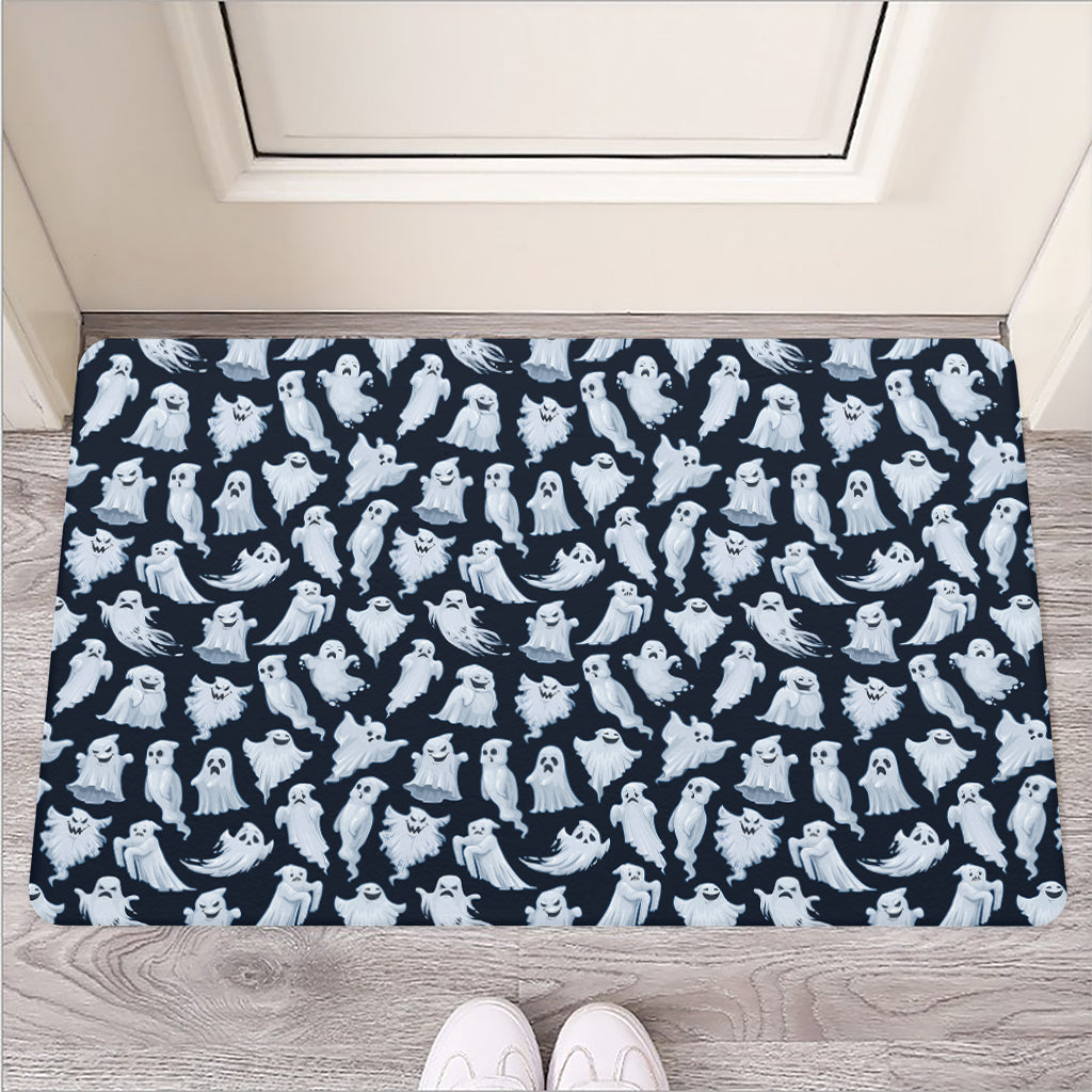 White Ghost Pattern Print Rubber Doormat
