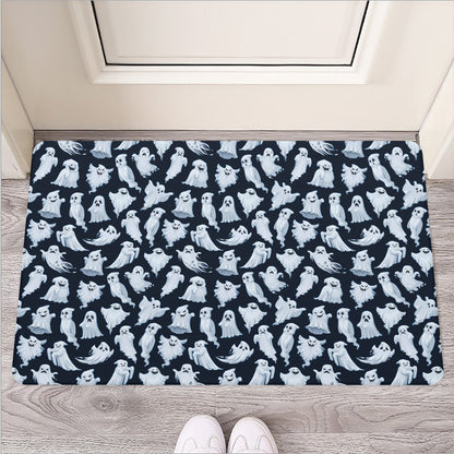 White Ghost Pattern Print Rubber Doormat