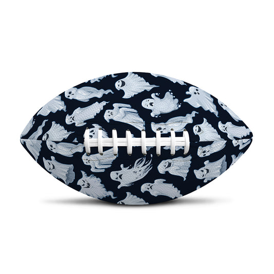 White Ghost Pattern Print Rugby Ball