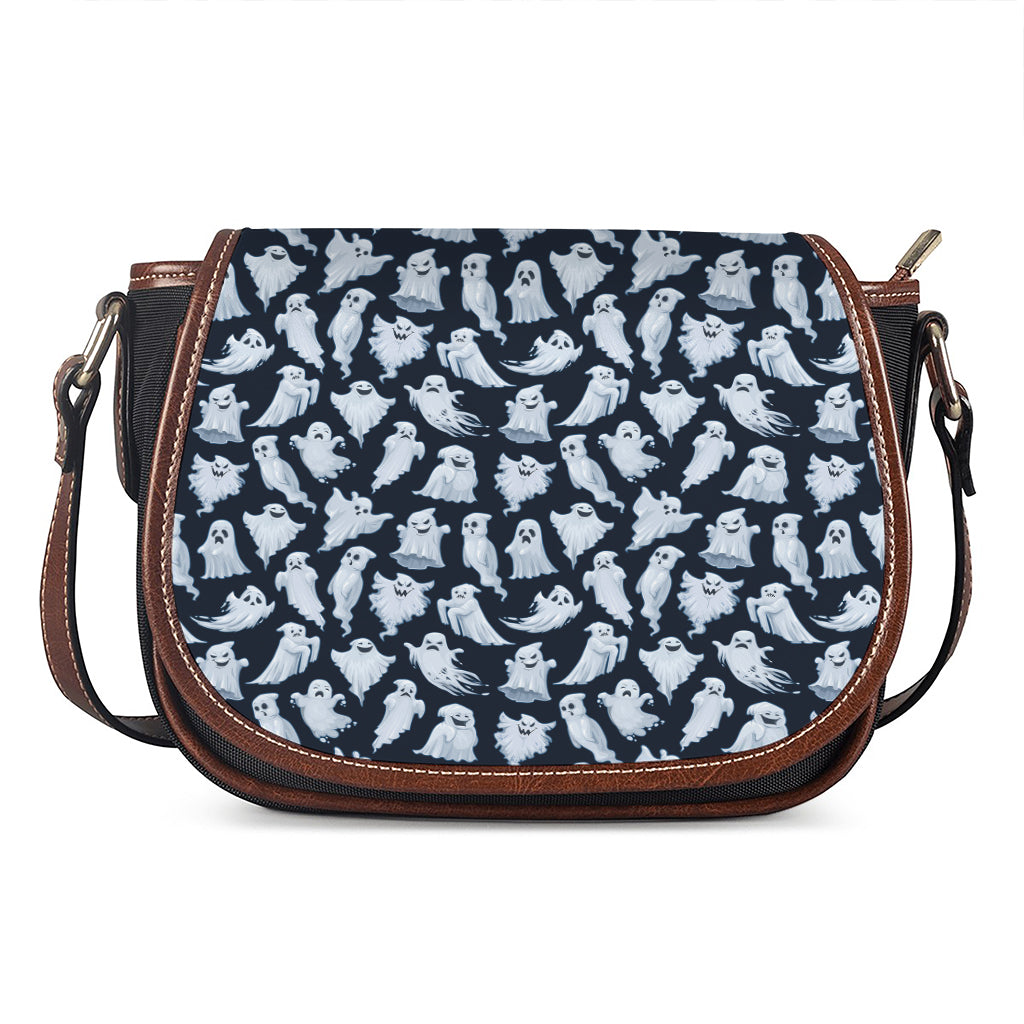 White Ghost Pattern Print Saddle Bag