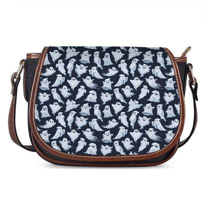 White Ghost Pattern Print Saddle Bag