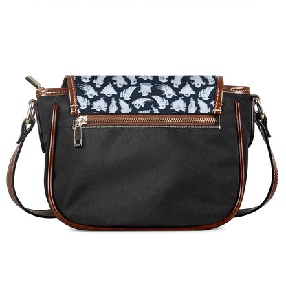White Ghost Pattern Print Saddle Bag