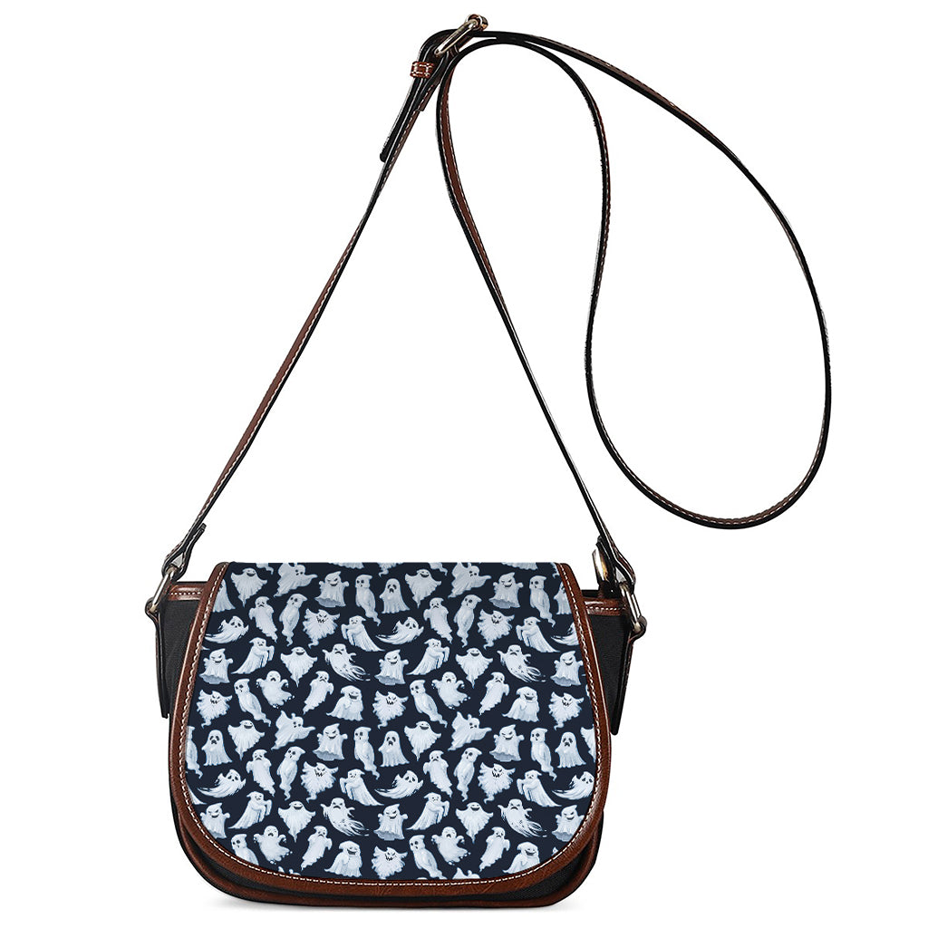 White Ghost Pattern Print Saddle Bag