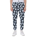 White Ghost Pattern Print Joggers