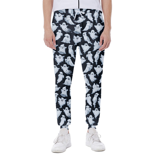 White Ghost Pattern Print Scuba Joggers