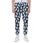 White Ghost Pattern Print Scuba Joggers