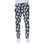 White Ghost Pattern Print Scuba Joggers