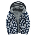 White Ghost Pattern Print Sherpa Lined Zip Up Hoodie