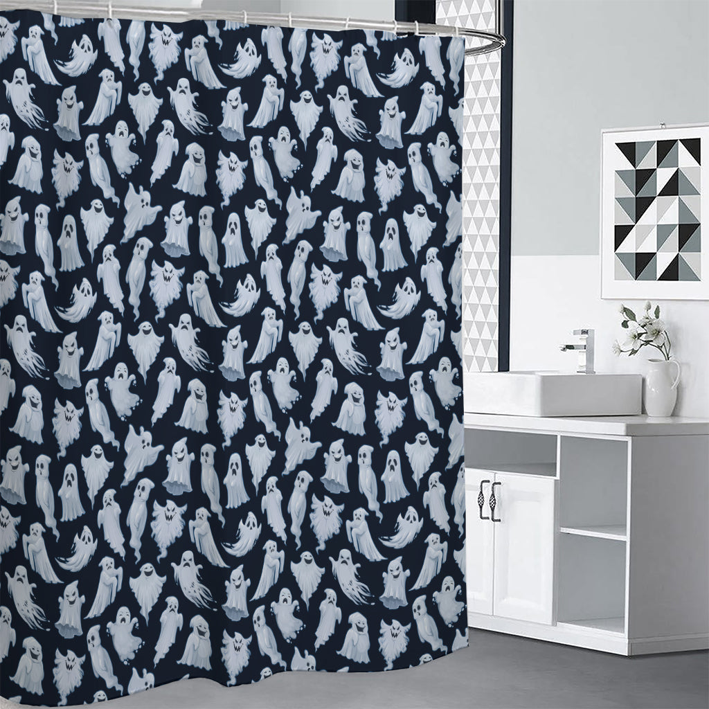 White Ghost Pattern Print Shower Curtain