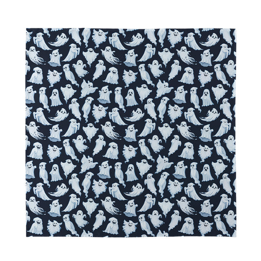 White Ghost Pattern Print Silk Bandana