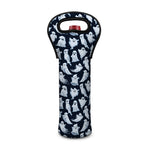 White Ghost Pattern Print Single Neoprene Wine Tote