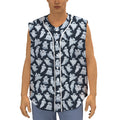 White Ghost Pattern Print Sleeveless Baseball Jersey