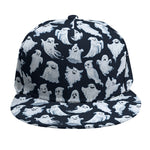 White Ghost Pattern Print Snapback Cap