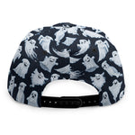 White Ghost Pattern Print Snapback Cap