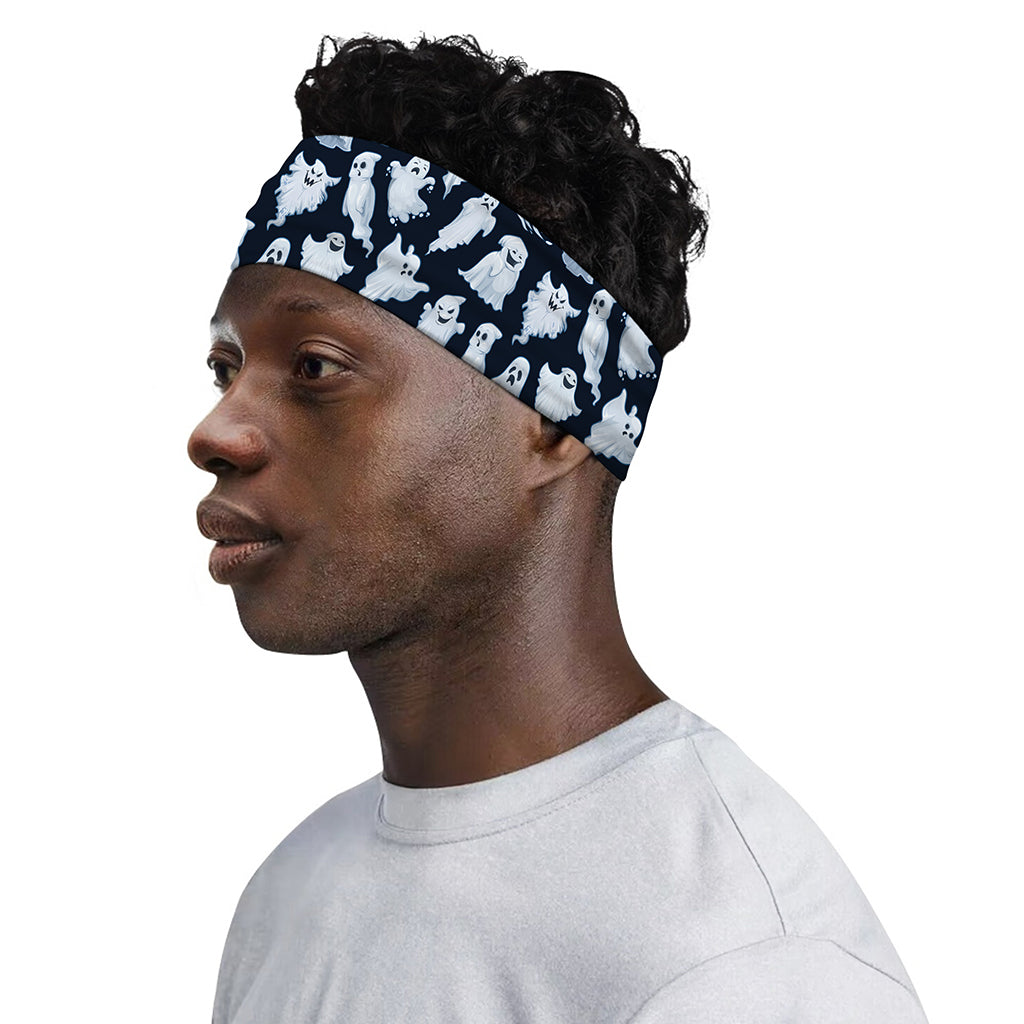White Ghost Pattern Print Sports Headband