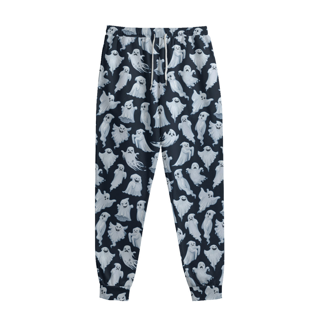 White Ghost Pattern Print Sweatpants