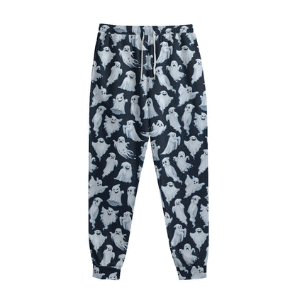 White Ghost Pattern Print Sweatpants