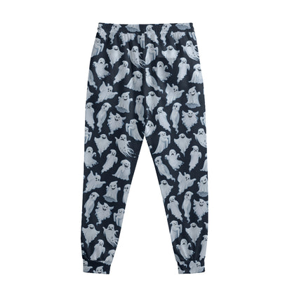 White Ghost Pattern Print Sweatpants