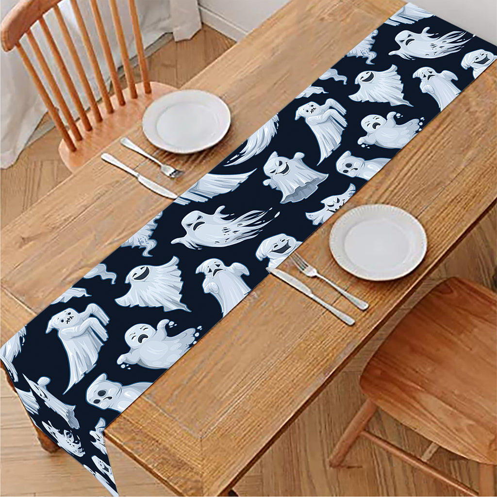 White Ghost Pattern Print Table Runner