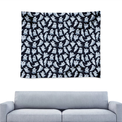 White Ghost Pattern Print Tapestry