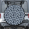 White Ghost Pattern Print Tire Cover