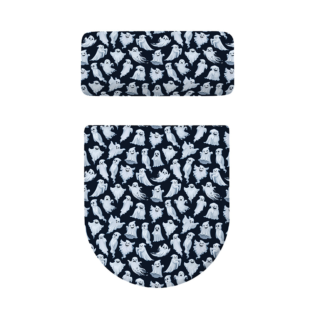 White Ghost Pattern Print Toilet Lid And Tank Cover Set