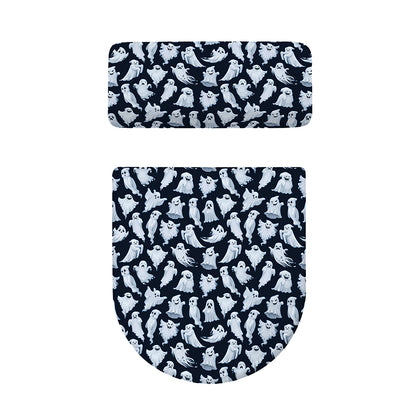 White Ghost Pattern Print Toilet Lid And Tank Cover Set