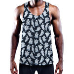 White Ghost Pattern Print Training Tank Top