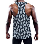 White Ghost Pattern Print Training Tank Top