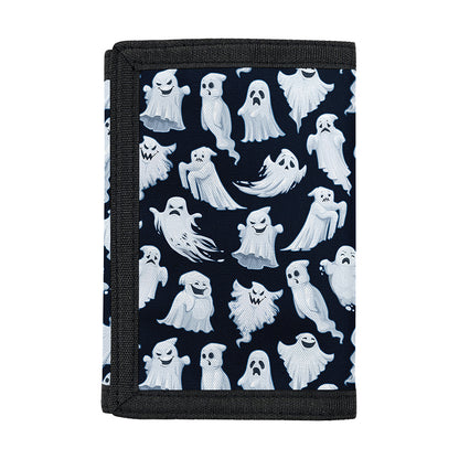 White Ghost Pattern Print Trifold Wallet