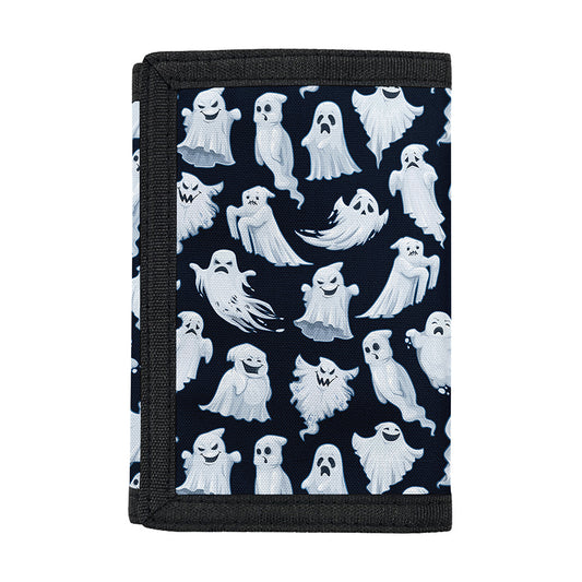 White Ghost Pattern Print Trifold Wallet