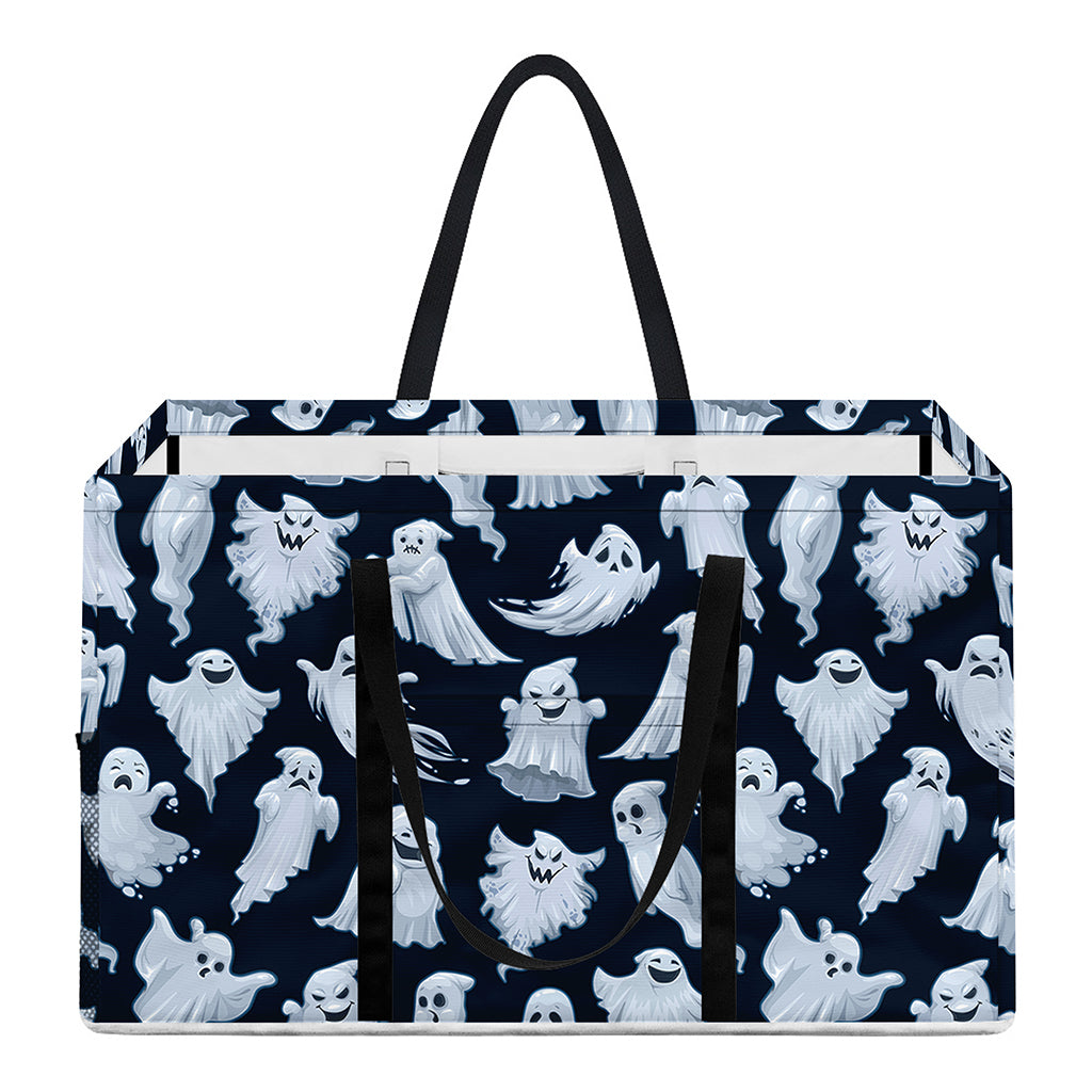 White Ghost Pattern Print Utility Tote Bag