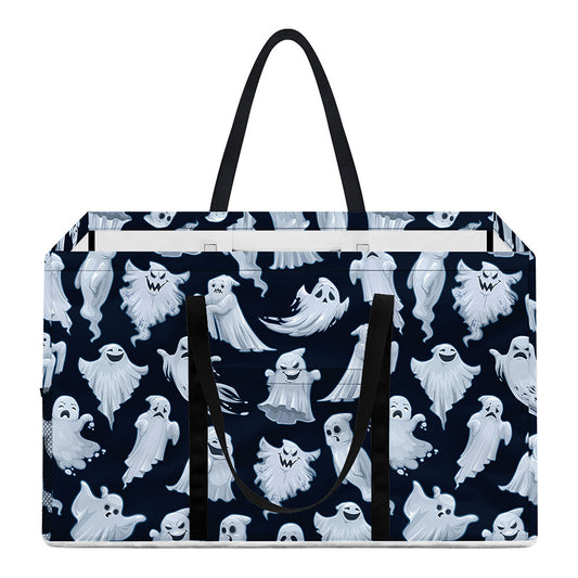 White Ghost Pattern Print Utility Tote Bag