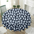 White Ghost Pattern Print Waterproof Round Tablecloth