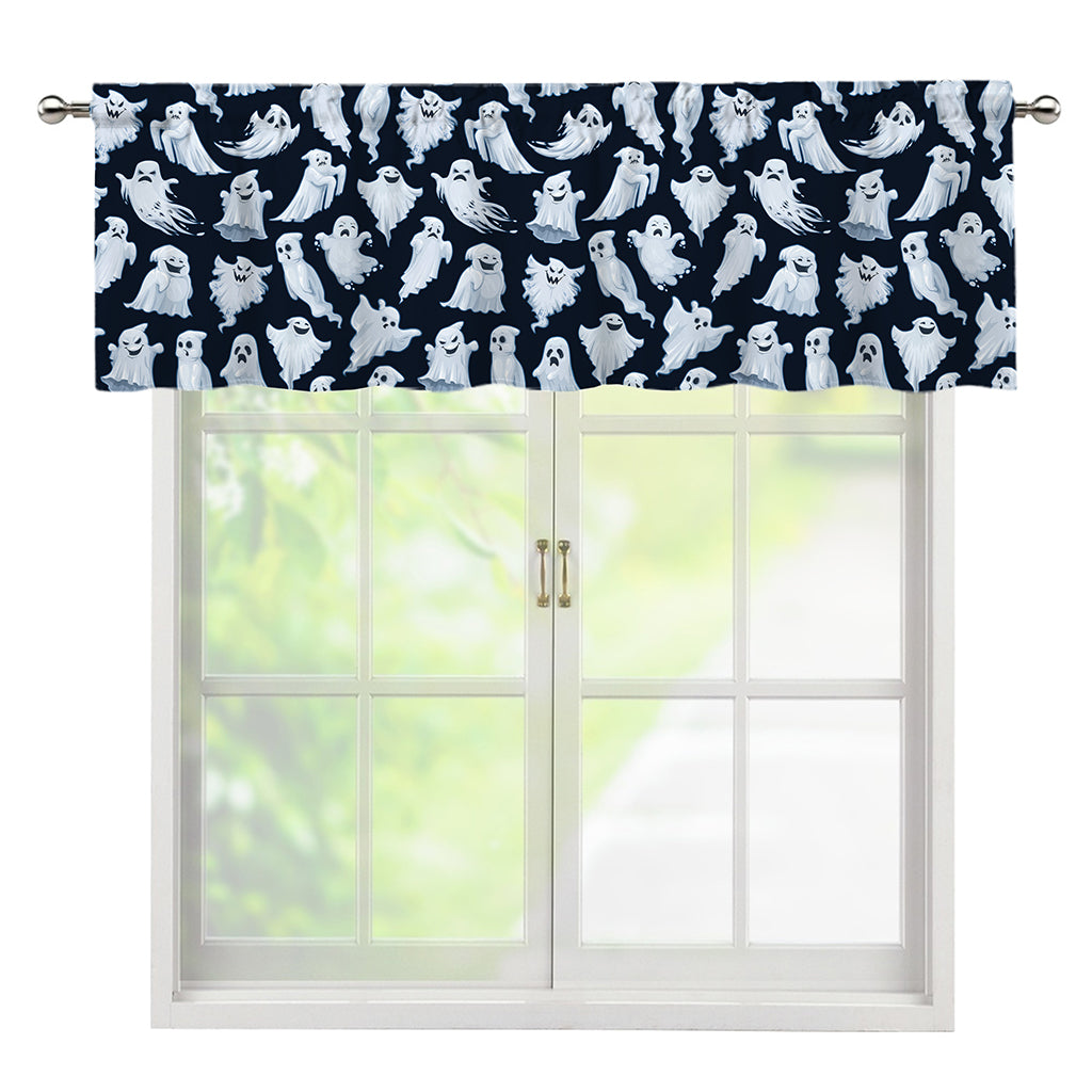 White Ghost Pattern Print Window Valance