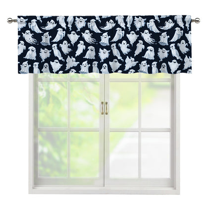White Ghost Pattern Print Window Valance