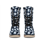 White Ghost Pattern Print Winter Boots