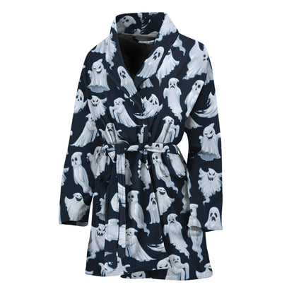 White Ghost Pattern Print Women's Bathrobe