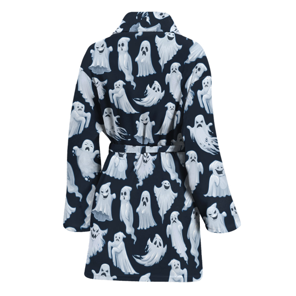 White Ghost Pattern Print Women's Bathrobe