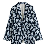 White Ghost Pattern Print Women's Blazer