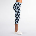 White Ghost Pattern Print Women's Capri Leggings