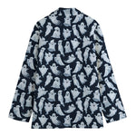 White Ghost Pattern Print Women's Cotton Blazer