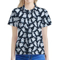 White Ghost Pattern Print Women's Polo Shirt